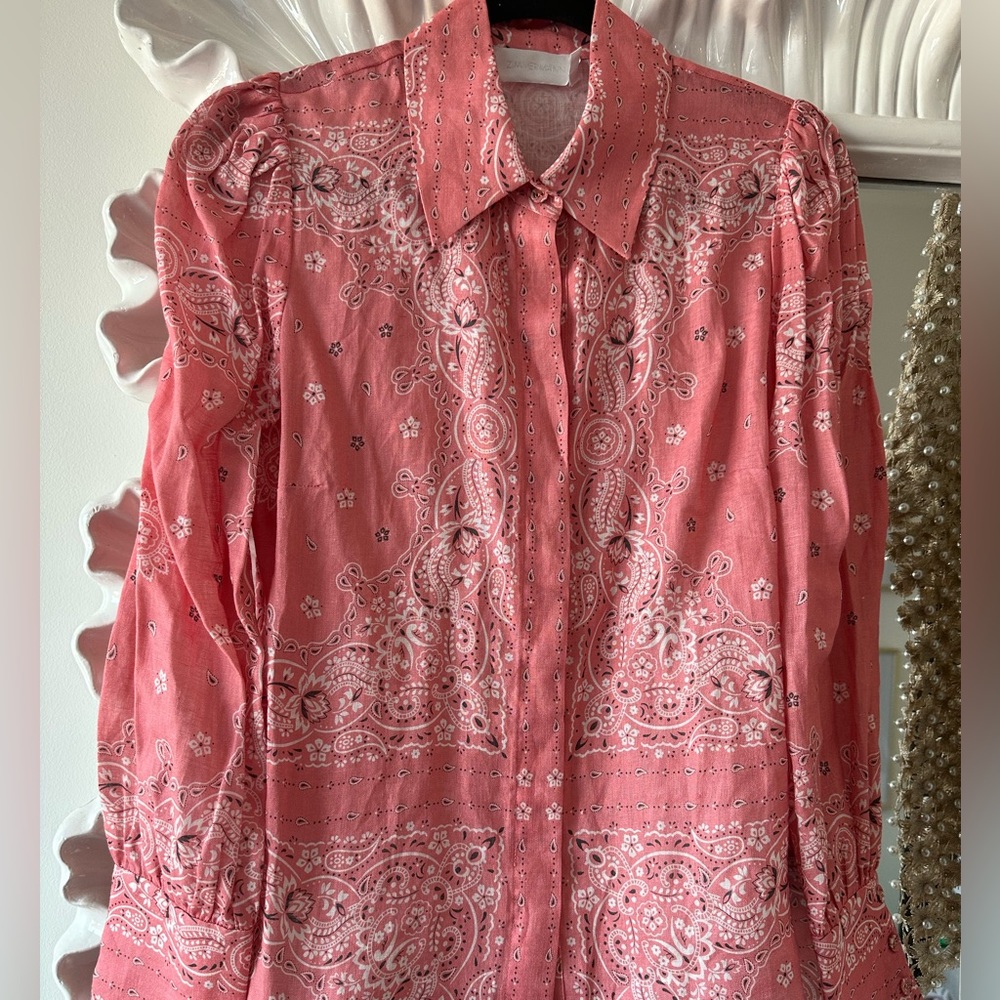 ZIMMERMANN HEATHERS pink paisley bandana shirt